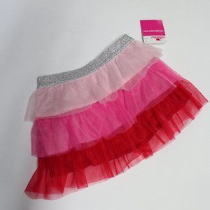 Size 18M Celebrate! Red Pink & Silver Glitter Tiered Tutu Skirt